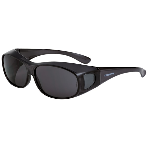 Crossfire® Large Smoke Lens & Crystal Black Frame Over-the-Glass Safety Glasses