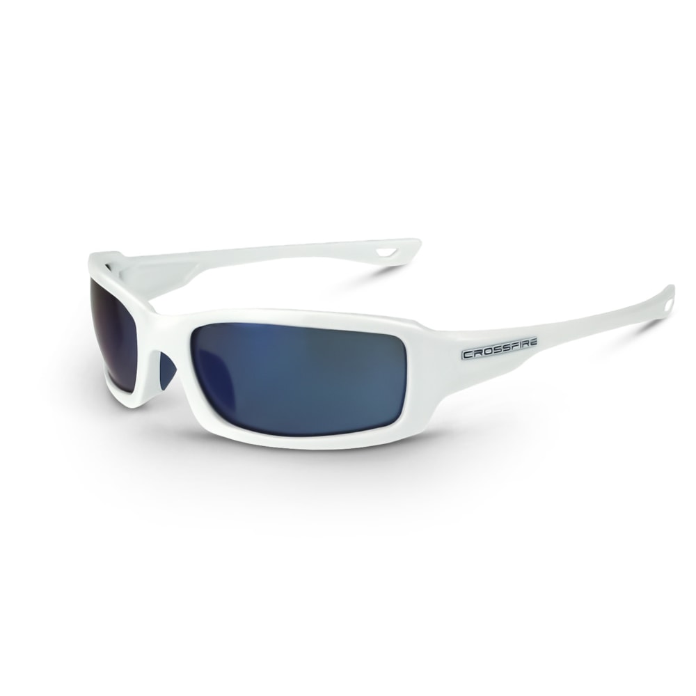 Crossfire® M6A Blue Mirrored Lens & White Frame Safety Glasses