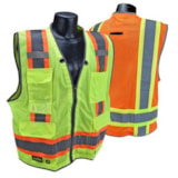 Type R Heavy Duty Class 2 Zipper Front Two Tone Hi-Vis Surveyor Safety Vest  thumbnail 1