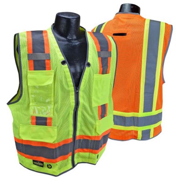 Type R Heavy Duty Class 2 Zipper Front Two Tone Hi-Vis Surveyor Safety Vest 