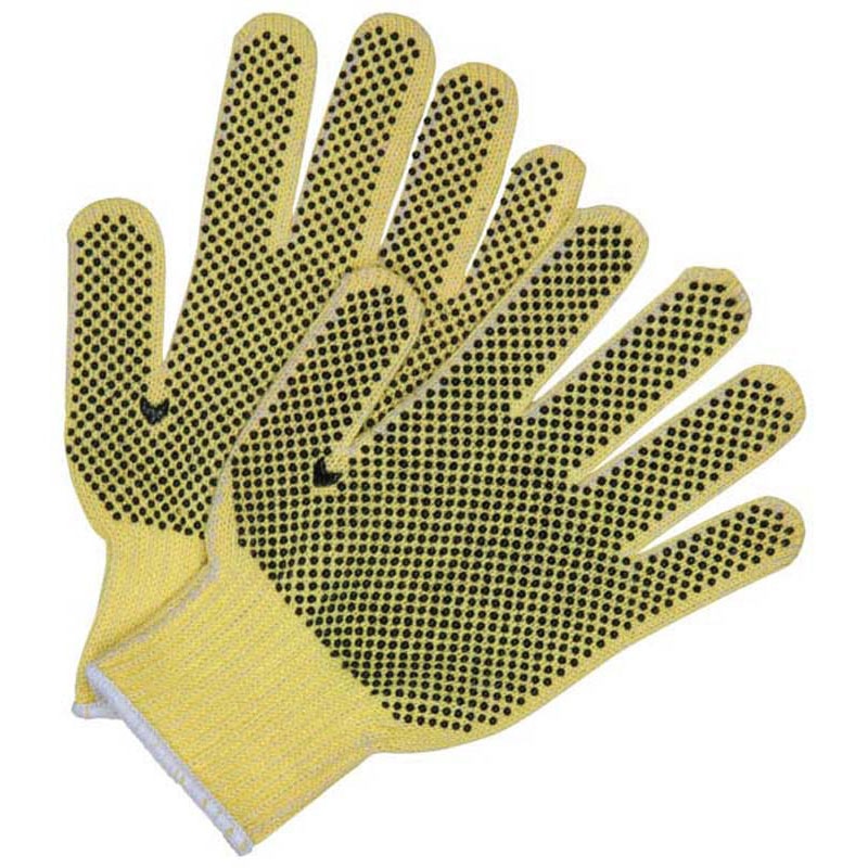  Plastic Dot Fully Coated Kevlar® String Knit Cotton Lined Level A2 Cut Resistant Gloves