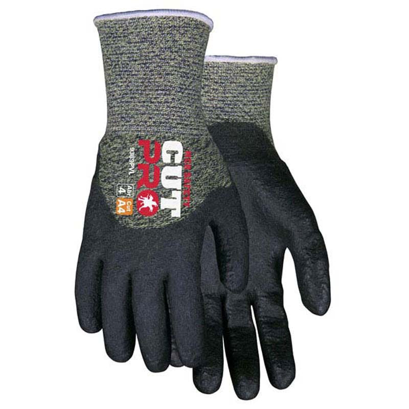 Kevlar® Steel Nylon Black HPT Dip Palm Coated Level A4 Cut Resistant Gloves