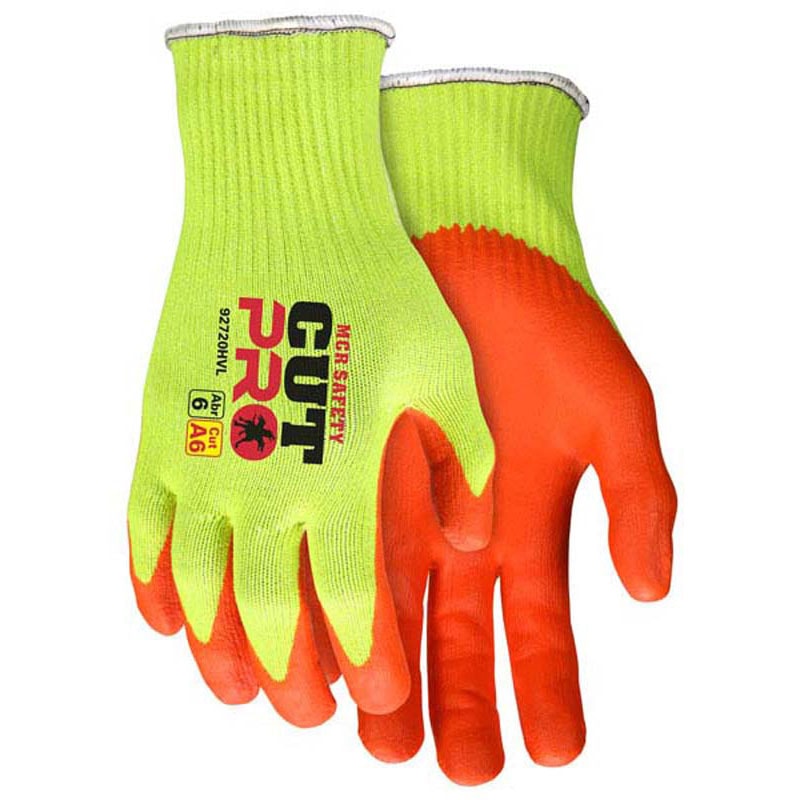 Cut Pro Hi-Vis Lime HPPE Steel Shell Nitrile Foam Palm Coated Cut Resistant Glove