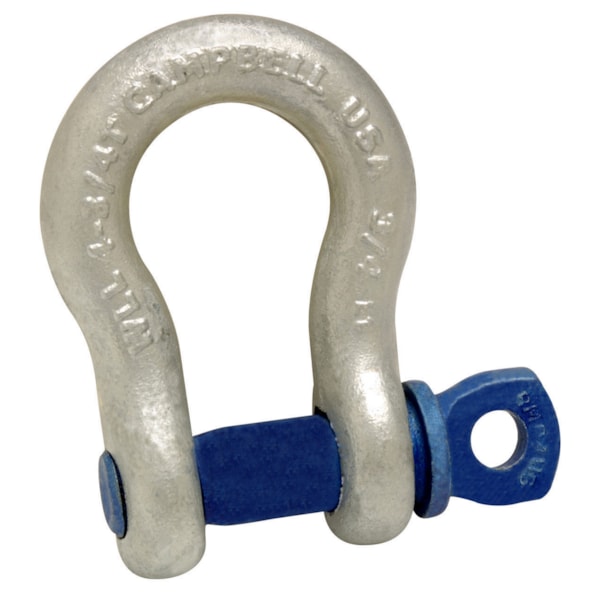 7/16" Anchor Shackle, Screw Pin, Forged Carbon Steel, Galvanized