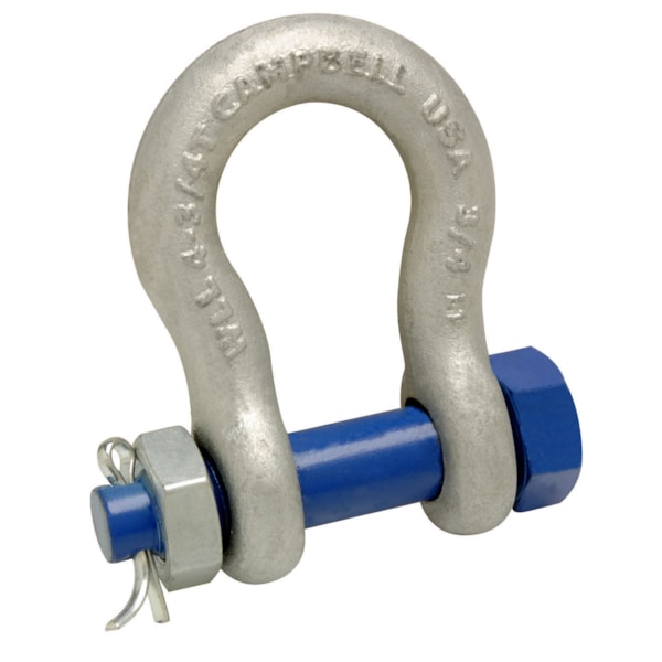 2" Anchor Shackle, Bolt Type, Forged Carbon Steel, Galvanized