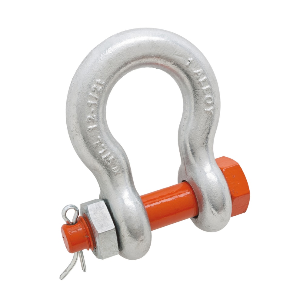 1" Alloy Anchor Shackle, Bolt Type, Forged Alloy, Galvanized