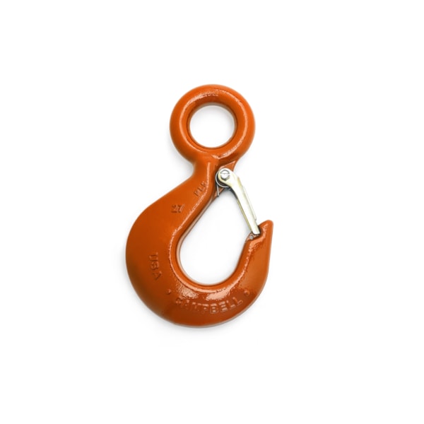 Eye Hoist Hook w/ Latch, PL, #32, 15 Ton, Forged Alloy, Painted Orange