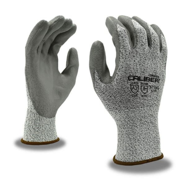 Caliber™ Salt & Pepper 13 Gauge Leve A2 Cut Polyurethane Palm Coated Gloves