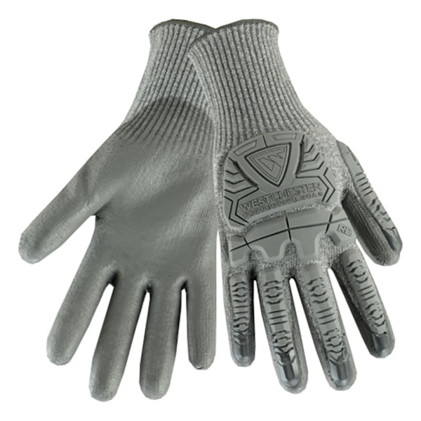 R2 Silver Fox Speckled Gray Polyurethane Palm Coated HPPE Level A4 Cut Resistant Gloves
