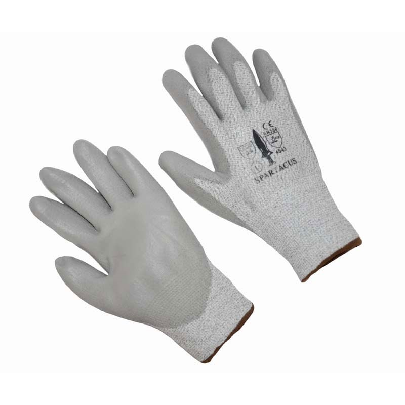 Spartacus Gray Polyurethane Palm Coated Level A4 Cut Resistant Gloves