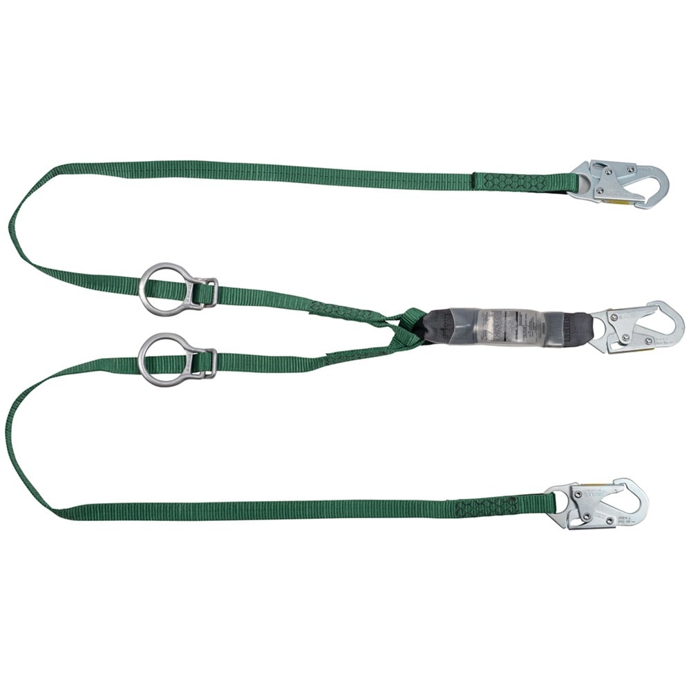 V-Series Standard twin-leg adjustable energy absorbing lanyard, Tie-back, 6', 36C snaphook,ANSI Z359.13
