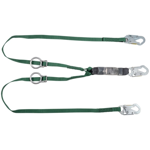 V-Series Standard twin-leg adjustable energy absorbing lanyard, Tie-back, 6', 36C snaphook,ANSI Z359.13