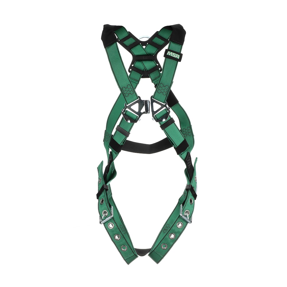 V-FORM Fall Protection Harness, Back D-Ring, Hip D-Rings Tongue Buckle Leg Straps