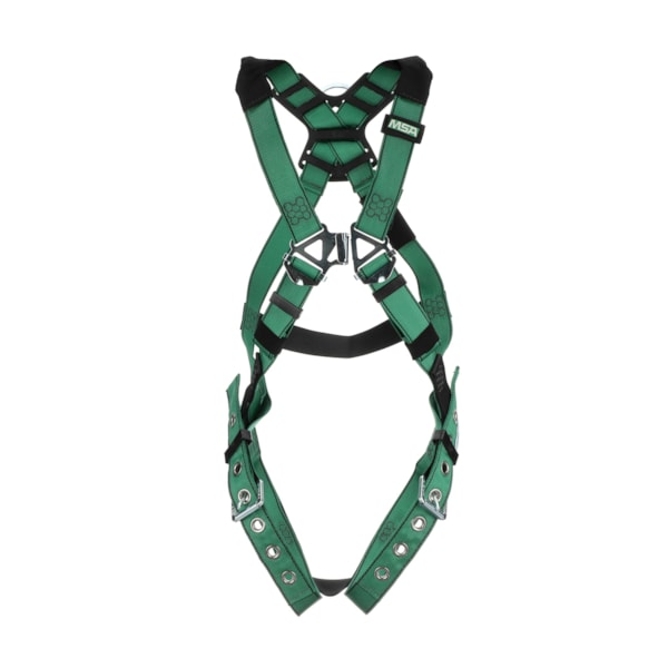 V-FORM Fall Protection Harness, Back D-Ring, Hip D-Rings Tongue Buckle Leg Straps