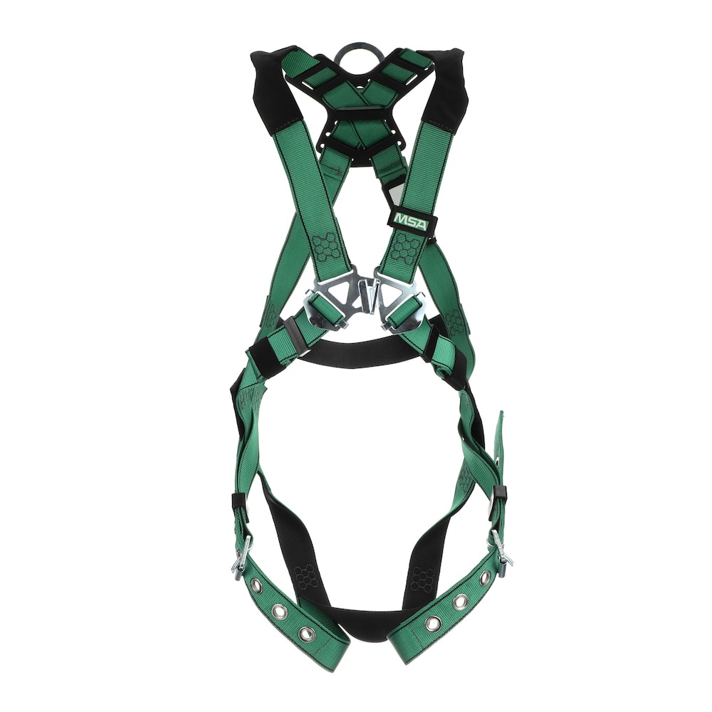V-FORM Fall Protection Harness, Stainless Steel Hardware, Back D-Ring, Tongue Buckle Leg Straps