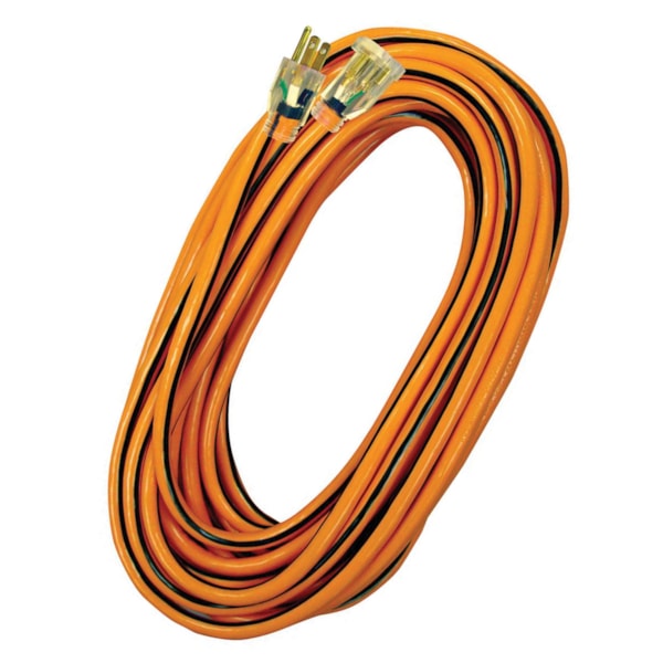 25' 3-Conductor 300V SJTW 14/3 AWG Lighted End Extension Cord