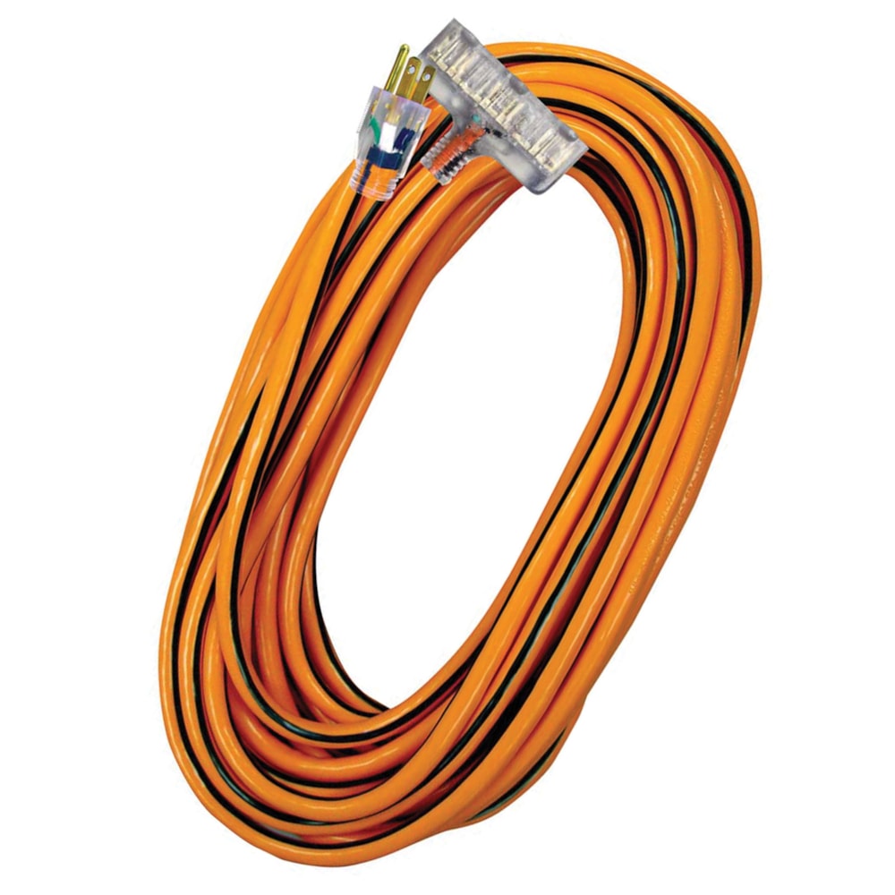 50' 3-Conductor 300V SJTW 14/3 AWG Lighted End Power Block Extension Cord
