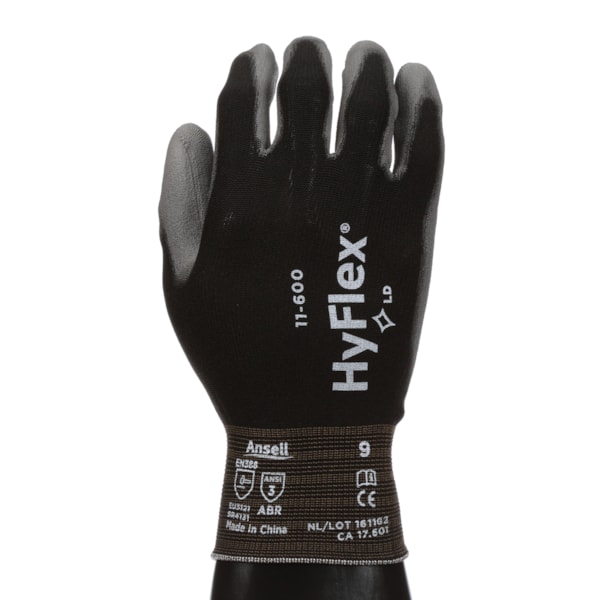 HyFlex® LITE Gray Polyurethane Palm Coated Black Nylon Gloves