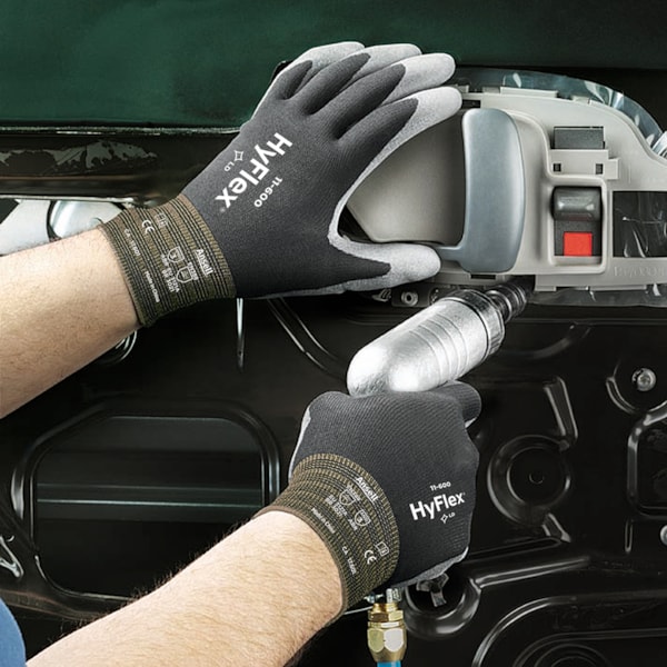 HyFlex® LITE Gray Polyurethane Palm Coated Black Nylon Gloves