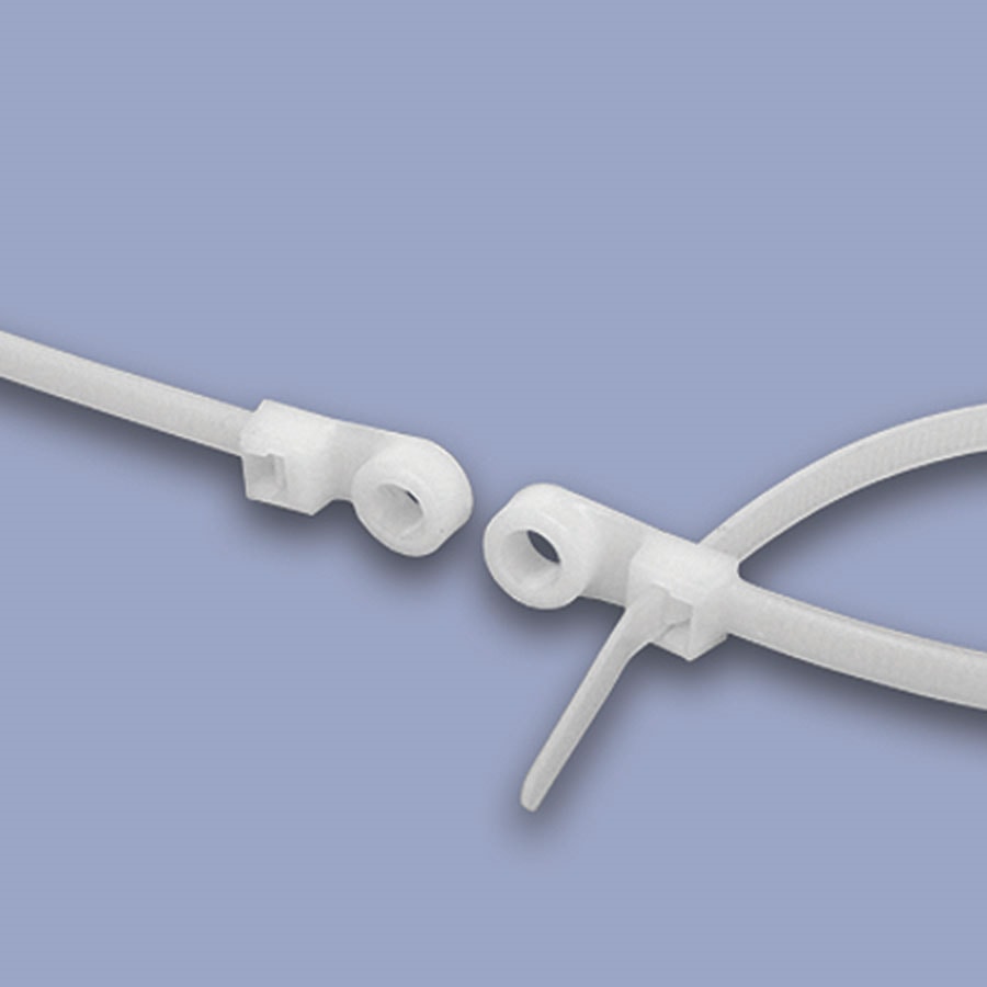 14" Natural Nylon 50 lb. #10 Mounting Hole Zip Ties 100/Pack