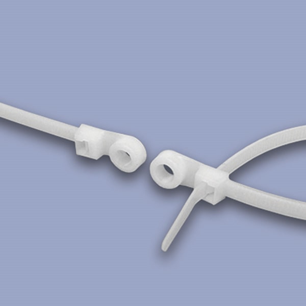 14" Natural Nylon 50 lb. #10 Mounting Hole Zip Ties 100/Pack