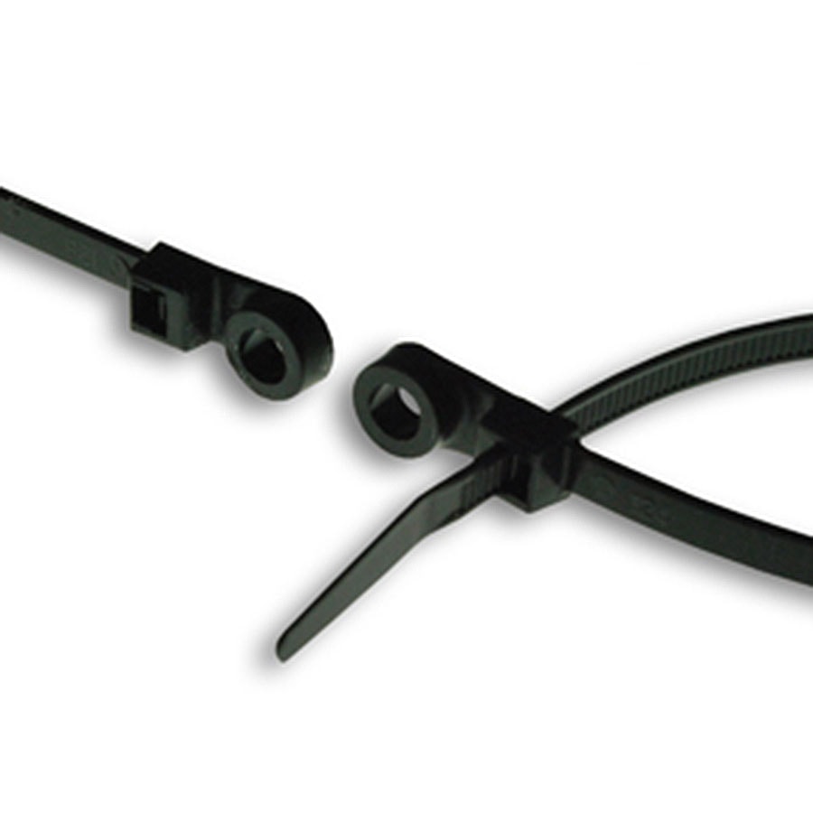 14" UV Black Nylon 50 lb. #10 Mounting Hole Zip Ties, 100/Pack