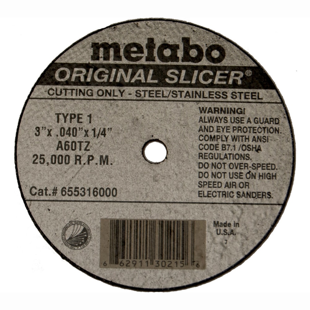 Original Slicer® 3" x 0.040" x 3/8" Type 1 A60TZ Cut-Off Wheel