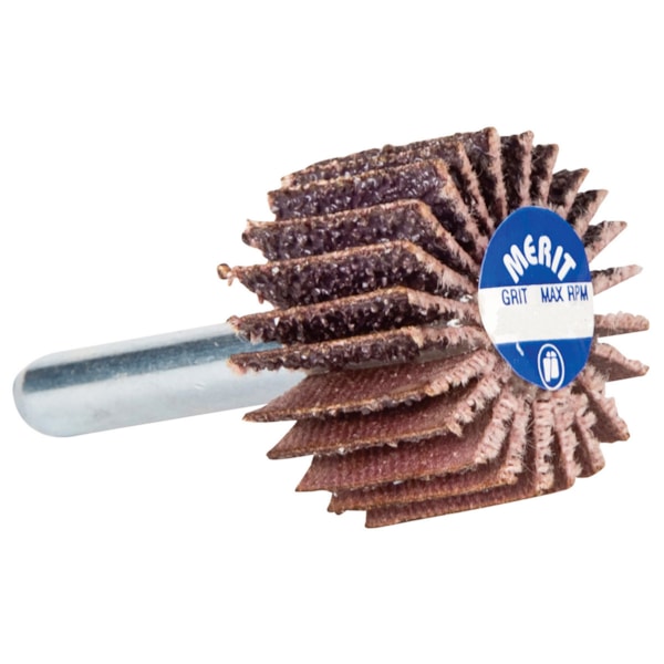 Merit High Performance 2" Dia. x 1 1/2"W 1/4" Steel Shank AO P60 Coarse Grit Abrasive Mini Flap Wheel