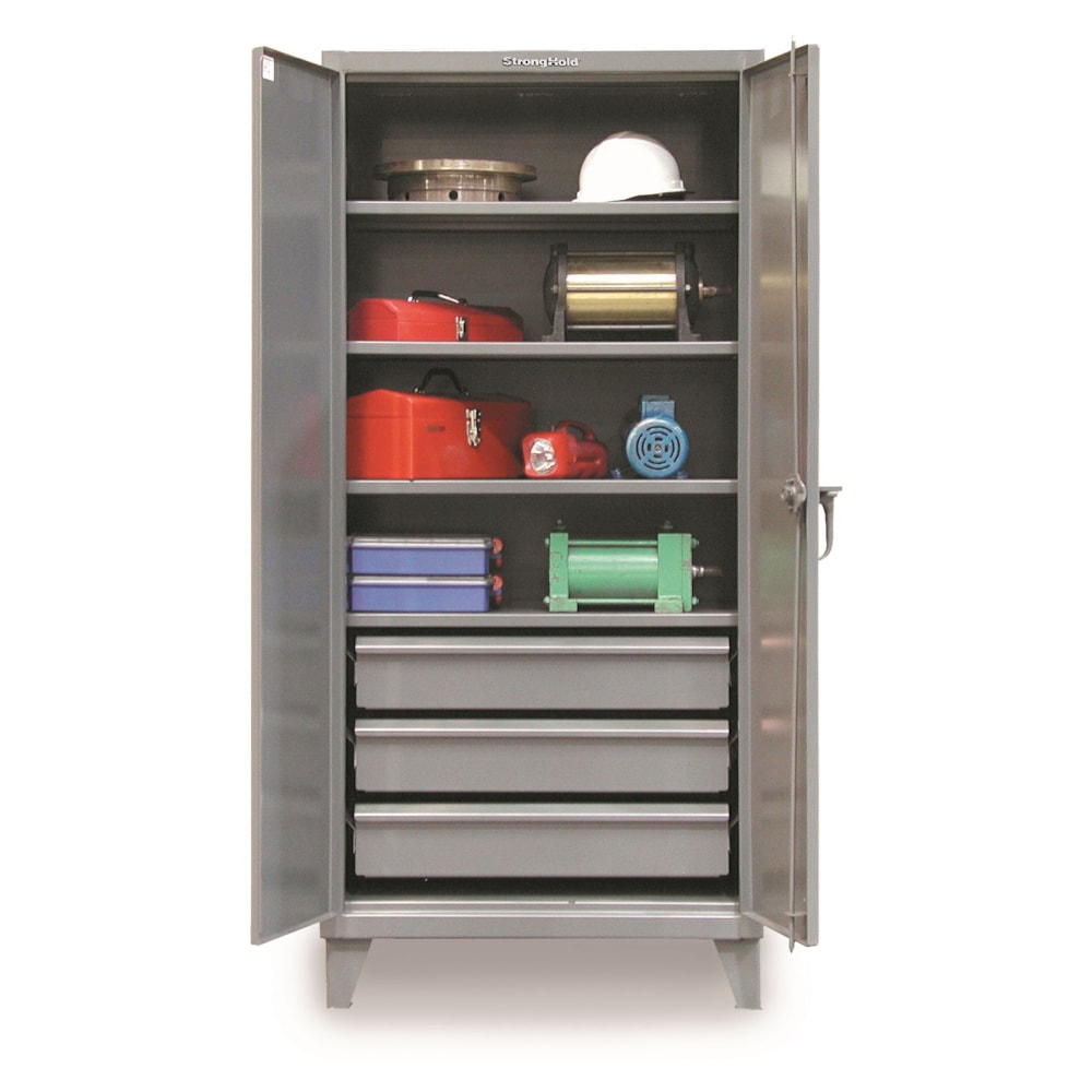 Heavy-Duty All-Welded 4-Shelf Industrial Cabinet with Drawers, 36"W x 24"D x 72"H