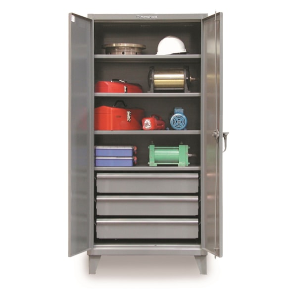 Heavy-Duty All-Welded 4-Shelf Industrial Cabinet with Drawers, 36"W x 24"D x 72"H