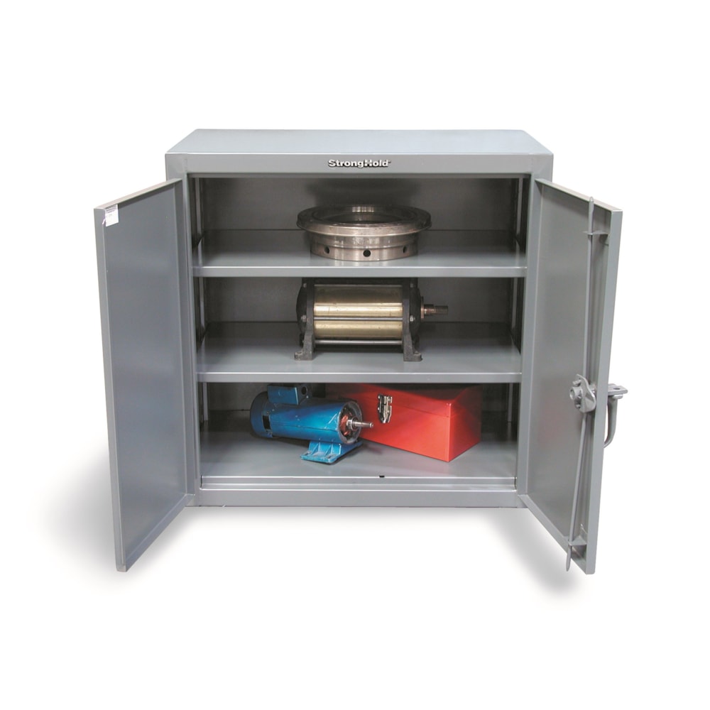 Heavy-Duty All-Welded 2-Shelf Industrial Counter Height Cabinet, 48"W x 24"D x 42"H