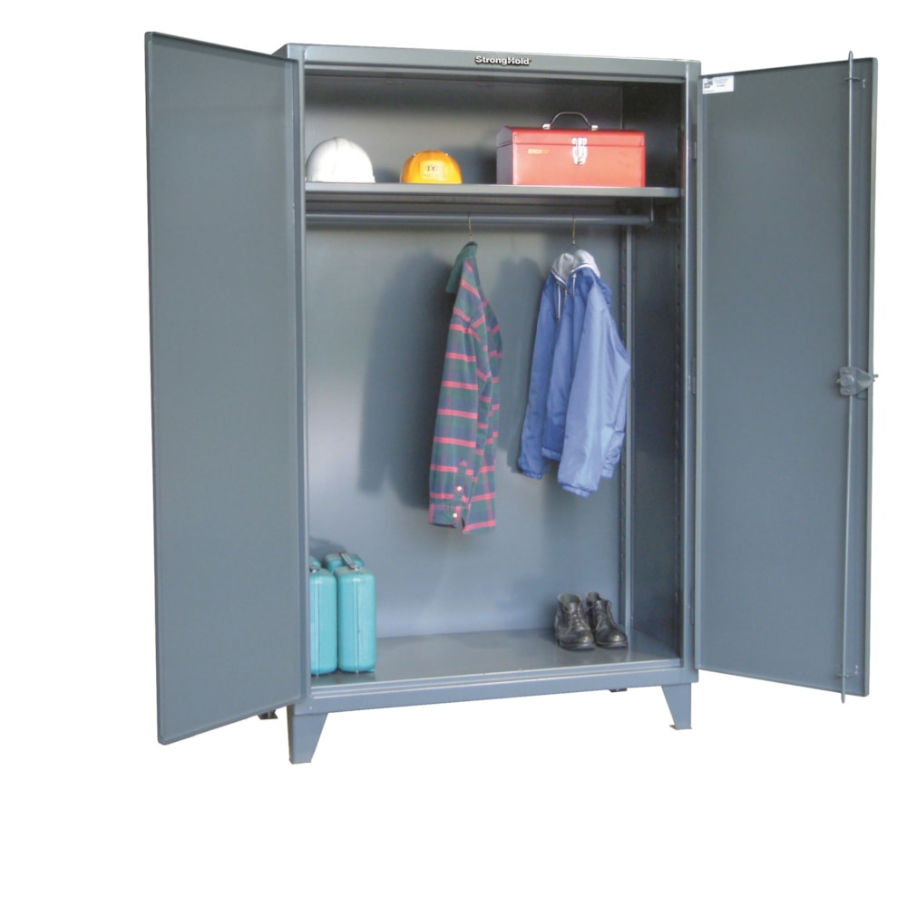 Heavy-Duty All-Welded 1-Shelf Industrial Uniform Cabinet with Full-Width Hanging Rod, 48"W x 24"D x 72"H