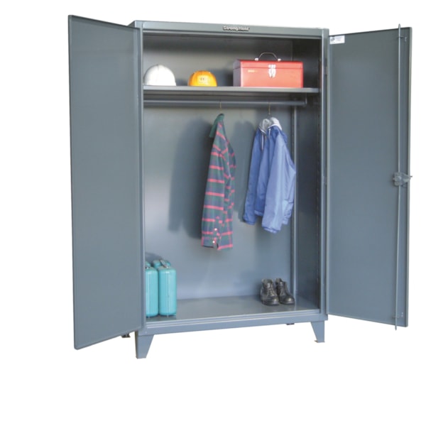 Heavy-Duty All-Welded 1-Shelf Industrial Uniform Cabinet with Full-Width Hanging Rod, 48"W x 24"D x 72"H