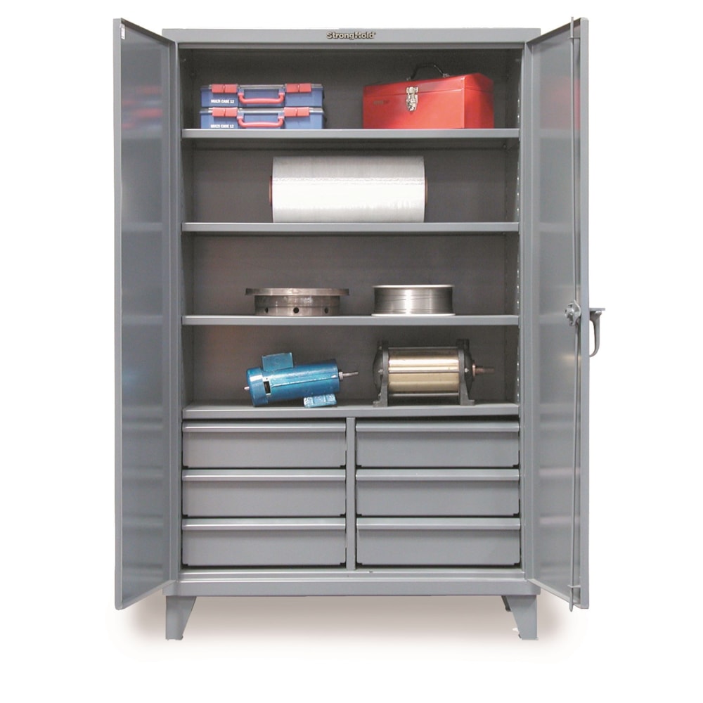 Heavy-Duty All-Welded 4-Shelf Industrial Cabinet with Lower Half-Width Drawers, 72"W x 24"D x 72"H