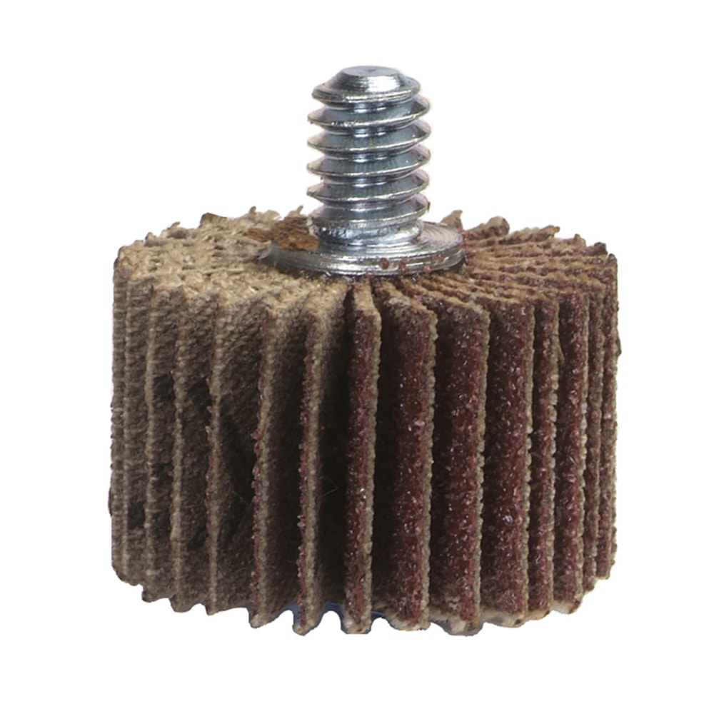 Merit® Coarse Grit 3" Dia. x 1"W 1/4"-20 Steel Shank AO P60 Abrasive Mini Flap Wheel