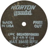 Gemini® Free Cut A AO Type 01/41 3" Dia. x 1/8"THK 1/4" Arbor Hole Cut-Off Wheel thumbnail 1