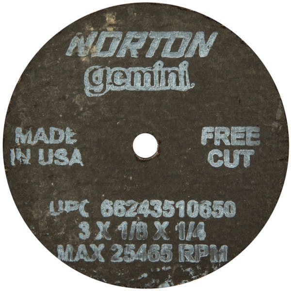 Gemini® Free Cut A AO Type 01/41 3" Dia. x 1/8"THK 1/4" Arbor Hole Cut-Off Wheel