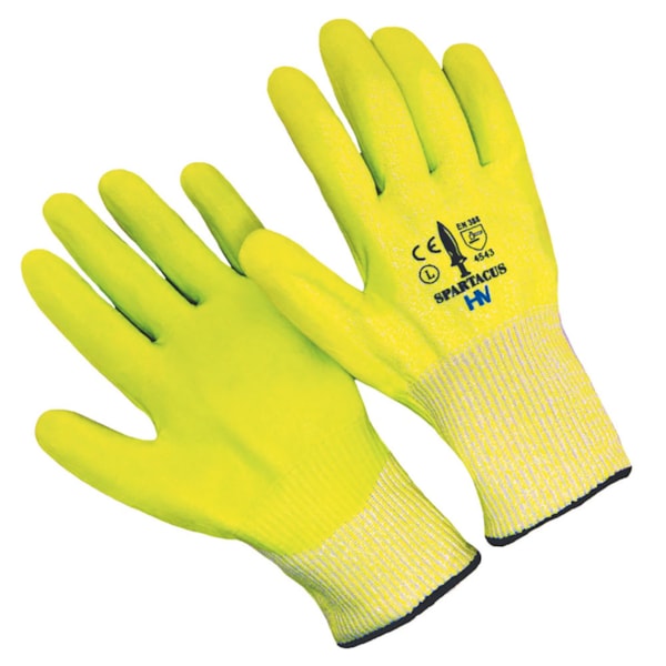 Hi-Vis Foam Nitrile Palm Coated HPPE Level A4 Cut Resistant Gloves