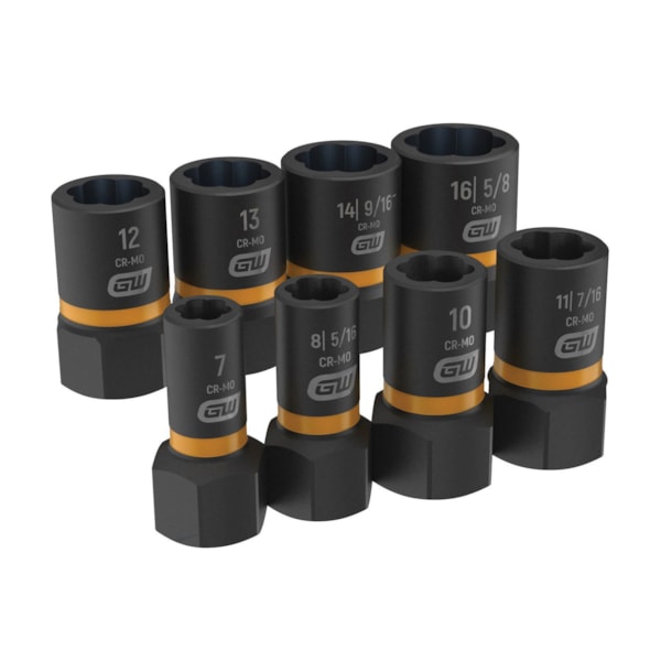 Bolt Biter™ 8-Piece 1/4" & 3/8" Drive Impact Extraction Socket Set