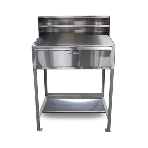 36"W x 28"D x 42"H Industrial Stainless 1-Drawer 1-Shelf Open Bottom Shipping & Receiving Desk