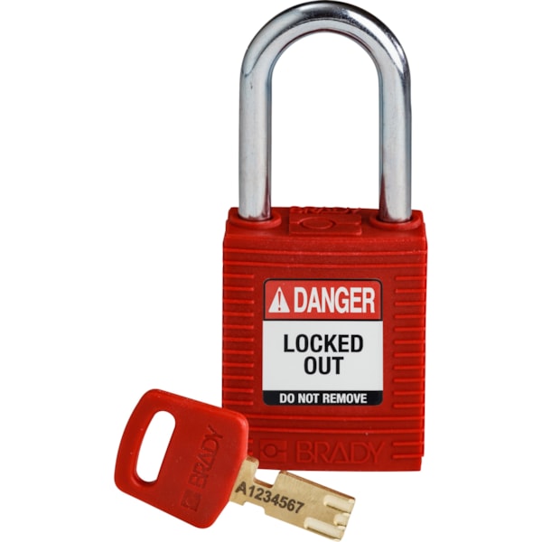 SafeKey Lockout Padlock Nylon 1.5" Steel Shackle Keyed Different