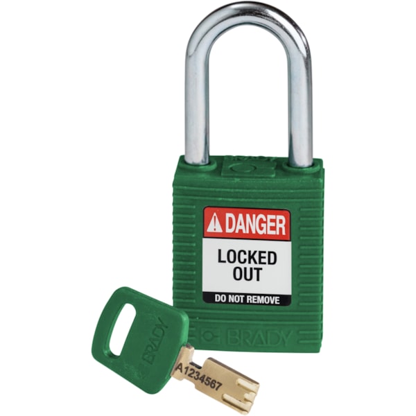 SafeKey Lockout Padlock Nylon 1.5" Steel Shackle Keyed Different