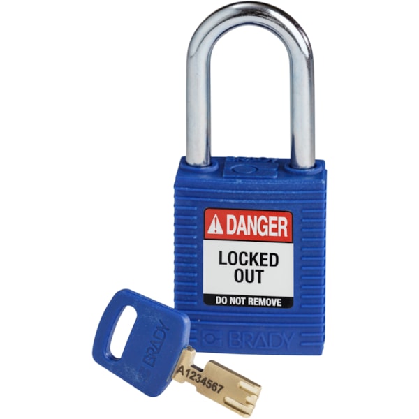 SafeKey Lockout Padlock Nylon 1.5" Steel Shackle Keyed Different