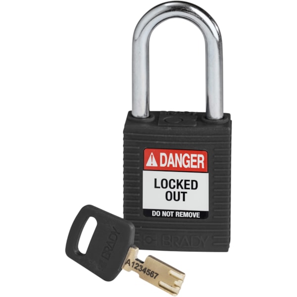 SafeKey Lockout Padlock Nylon 1.5" Steel Shackle Keyed Different