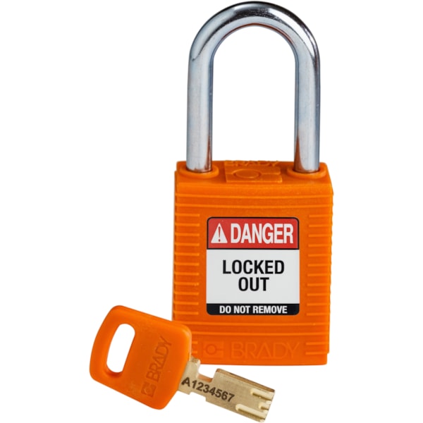 SafeKey Lockout Padlock Nylon 1.5" Steel Shackle Keyed Different