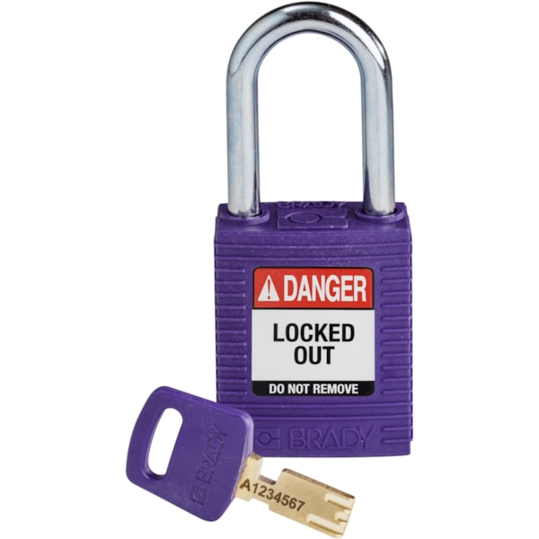 SafeKey Lockout Padlock Nylon 1.5" Steel Shackle Keyed Different