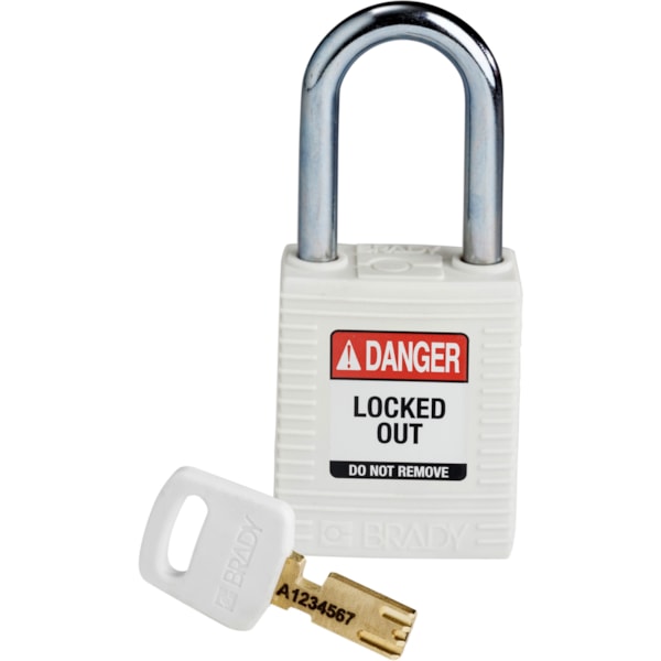 SafeKey Lockout Padlock Nylon 1.5" Steel Shackle Keyed Different