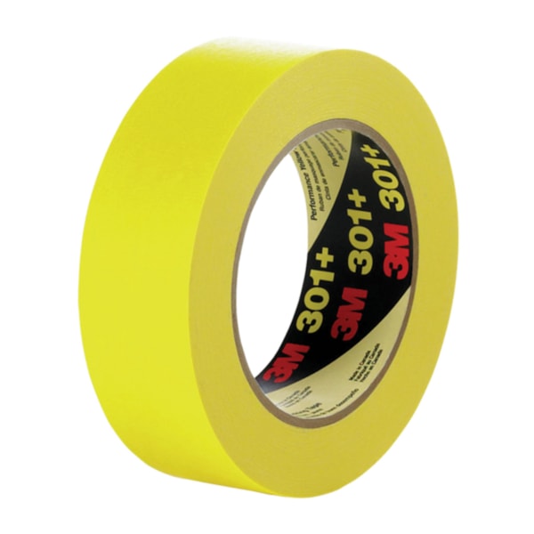 Performance Yellow Masking Tape 301+ Roll, 18 mm x 55 m 6.3 mil, 48 per case Bulk