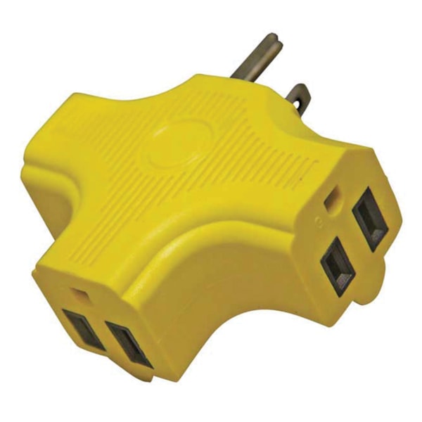 Yellow 3-Outlet Lighted Wall Plug Adapter