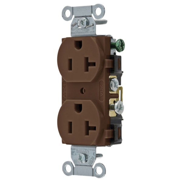 20A 125V Commercial Grade Duplex Receptacle, 2-Pole 3-Wire, NEMA 5-20R, Grounding, Side Wired Only
